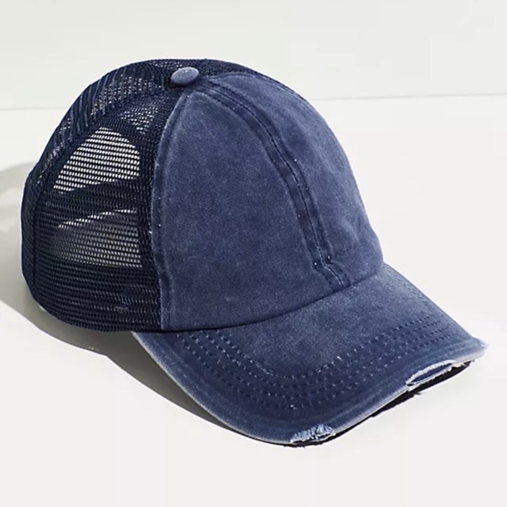 Free People Saltwater Washed Trucker Hat Blue OSFM